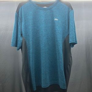 Blue and black dry fit short sleeve shirt